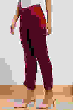 Maroon Viscose Slim Solid Pants image number 2