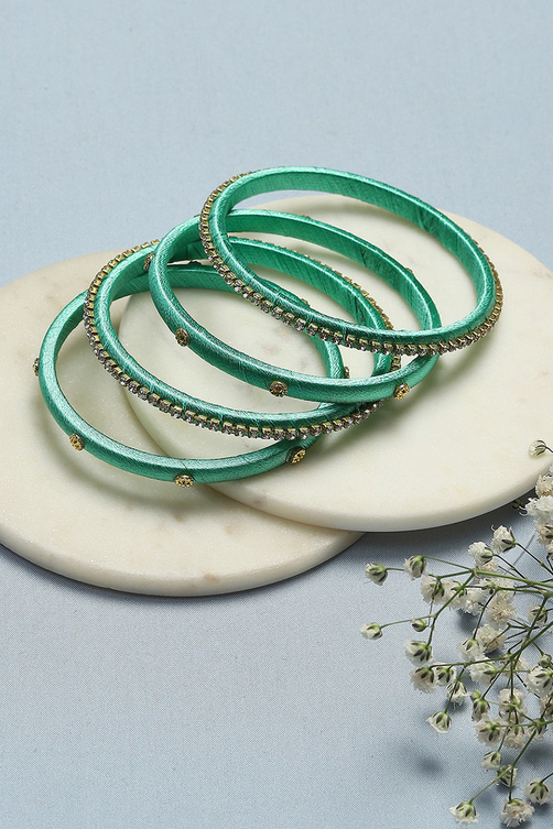 Turquoise Plastic Thread Bangles - Main Image