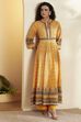 Yellow Cotton Anarkali Kurta Pants Set image number 0