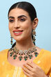 Green & Red Brass Necklace Set image number 3
