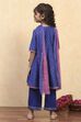 Blue Viscose Blend Solid Kalidar Suit Set image number 4