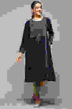 Teal Poly Velvet Straight Printed Kurta image number 0