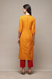 Orange Cotton Handloom Unstitched Suit Set image number 5