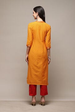Orange Cotton Handloom Unstitched Suit Set image number 5