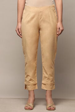 Almond Beige Cotton Flax Regular Pant image number 5
