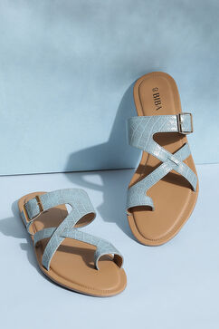 Blue Pu Ring Toe Sandals image number 0