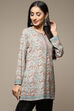 Teal Cotton Blend Printed Kurti image number 0