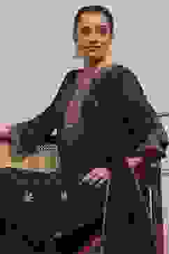 Purple Viscose Straight Suit Set image number 6