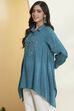 Sea Green Viscose Rayon Asymmetric Short Kurti image number 3