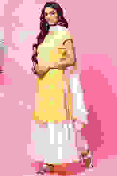 Yellow Cotton Sharara Kurta Sharara Suit Set image number 5