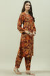 Brown Rayon Co-ord Set Kurta Pant Suit Set image number 5