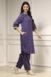 Indigo Blue Printed Straight Suit Set image number 5