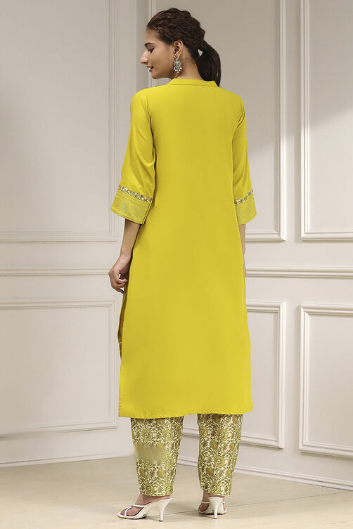 Mustard Cotton Modal Digital Print Unstitched Suit Set image number 5
