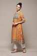 Ochre LIVA Straight Printed Kurta image number 2