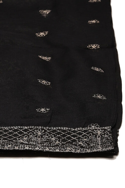 Black Art Silk Straight Kurta Palazzo Suit Set image number 2