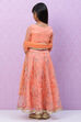 Peach Straight Poly Cotton Girls Lehenga Set image number 5