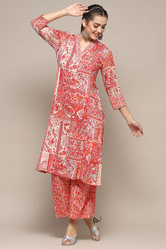 Fuschia Pink Viscose Straight Kurta Set image number 0