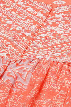Coral Art Silk Flared Printed Short Kurti image number 1