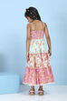 Pink Cotton Printed Flared Dress image number 3