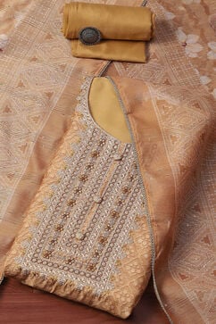 Golden Chanderi Blend Unstitched Suit set image number 0