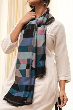 Black Cotton Blend Dupatta image number 1