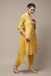 Yellow Cotton Blend Straight Kurta Suit Set image number 4