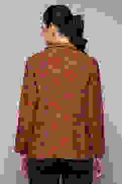 Mustard Poly Viscose Straight Printed Jacket image number 4