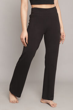Black Knitted Cotton Blend Yoga Pants image number 2