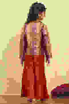 Pink Brocade Yarndyed Fitted 3 Piece Set image number 4