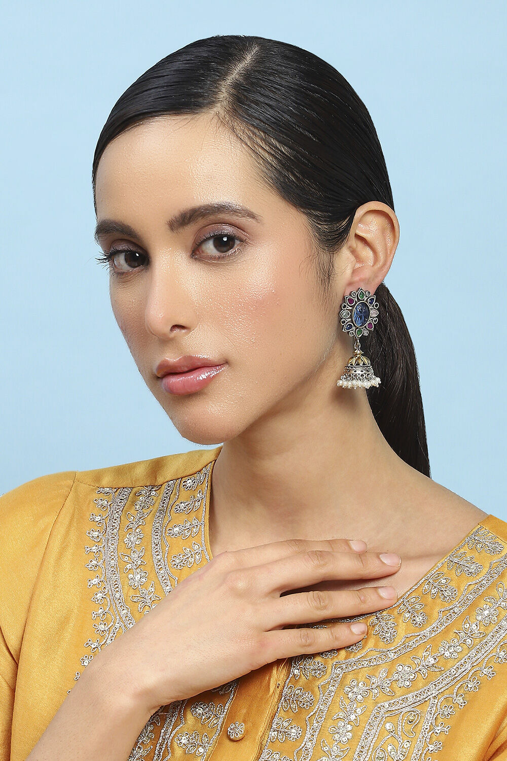 Multicolour Brass Jhumka image number 3