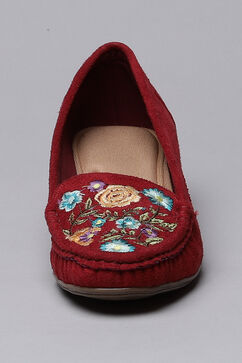 Maroon Synthetic Suede Formal Loafers image number 3