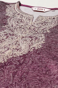 Purple Cotton Blend Printed Straight 2 Piece Set image number 1