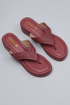 Maroon Synthetic Wedges image number 6
