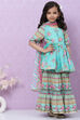 Sea Green Cotton Garara Kurta Garara Suit Set image number 6