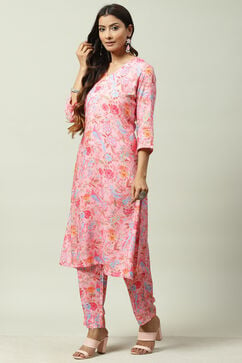 Pink Rayon Straight Co-Ord Set image number 0