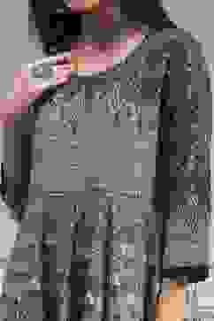 Mud Brown Cotton Printed Anarkali Suit Set image number 1