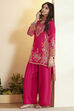 Fuchsia Floral Printed Straight Kurta Set