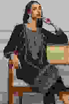 Dark Green Velvet Straight Winter Kurta Set image number 0