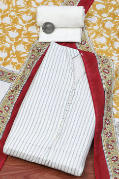 Maroon White Muslin Unstitched Suit set image number 0