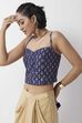 Cobalt Blue Geometric Printed Crop Top