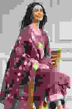 Old Rose Solid Straight Suit Set image number 7