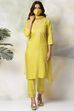 Lime Green Rayon Straight Kurta Pants Suit Set image number 8