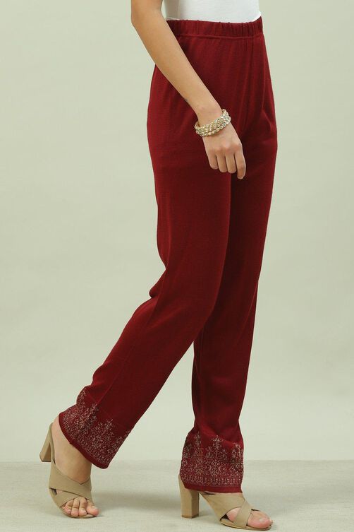 Deep Red Acrylic Pants image number 3