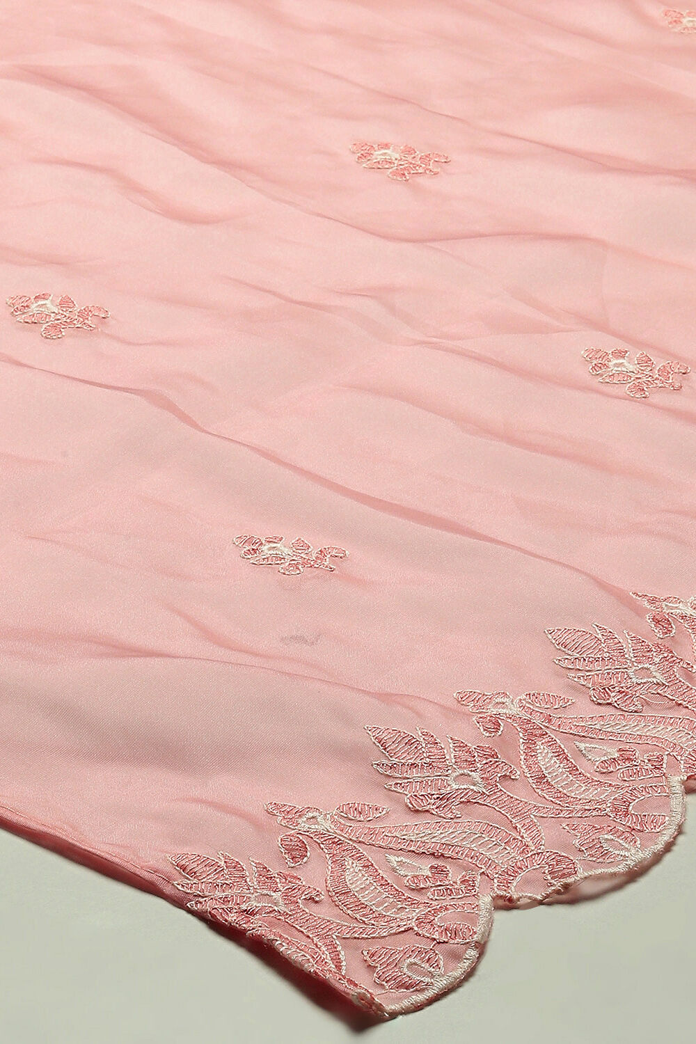 Pink Organza Unstitched Suit set image number 4