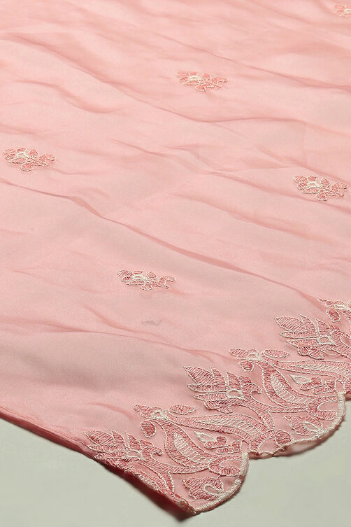Pink Organza Unstitched Suit set image number 4
