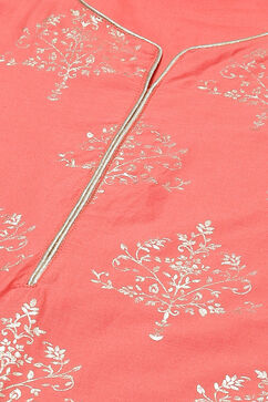 Coral Cotton Straight Kurta Regular Pants Suit Set image number 1