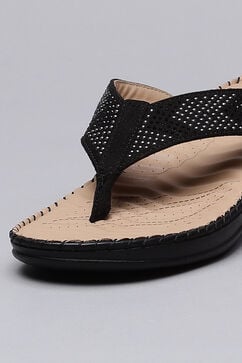 Black Synthetic Suede Sandals image number 1