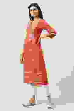 Coral Rayon Straight Kurta Palazzo Suit Set image number 3