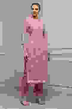 Pink Cotton Hand Block Print Unstitched Suit Set image number 6