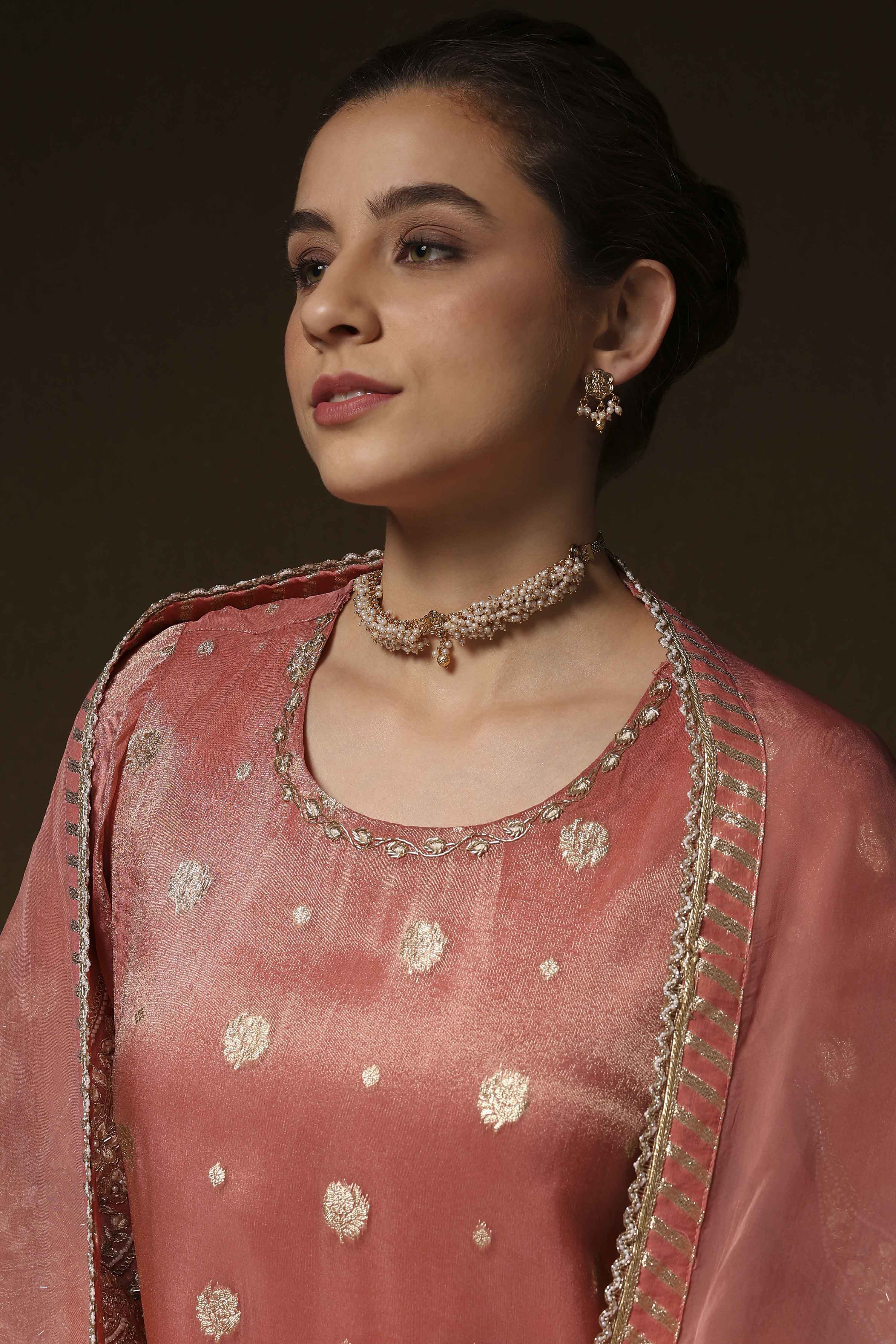 Gold Stone Necklace Set image number 3